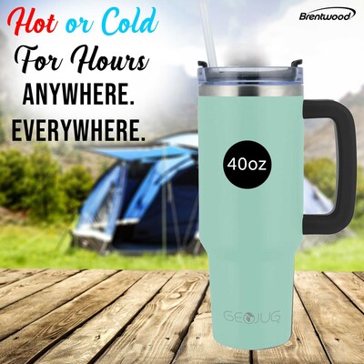 Brentwood Geojug Stainless Steel Double Walled Tumbler Cup, 40 oz., Blue (CMB-1200BL)