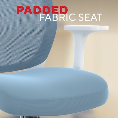 Staples Essentials Ergonomic Fabric Swivel Task Chair, Light Blue (UN60409)