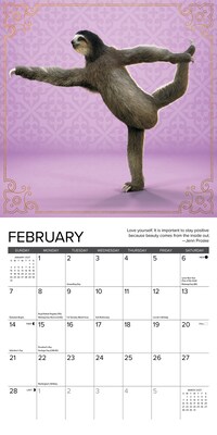 2027 Willow Creek Sloth Yoga 7" x 7" Monthly Wall Calendar, Assorted Colors (64214)