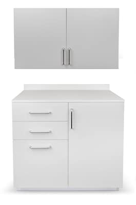 Viva Comfort 36 H x 36 W Exam Room Medical Cabinet and 36 W Wall Cabinet, 3 Drawers, Gray (90236NS-GRY-WAL)