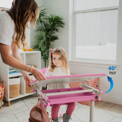 Mount-It! 26"W Kid's Desk with Chair, Pink (MI-10203)