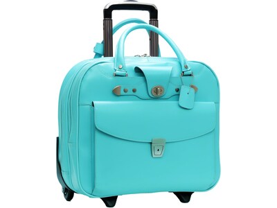 McKlein DENALI 15 Leather Laptop Bag, Aqua Blue (99708)