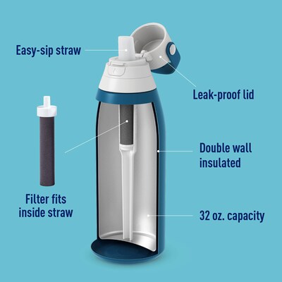Brita Stainless Steel Filtered Water Bottle, 32 oz., Marina (36533)