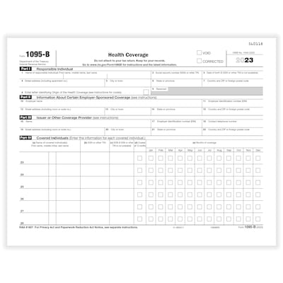 ComplyRight 2023 1095-B “IRS” Copy Health Coverage Tax Form, 500/Pack (1095BIRS500)