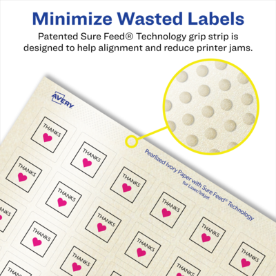 Avery Pearlized Ivory Square Multipurpose Labels, 3/4" x 3/4", Ivory, 4000/Box (94102)