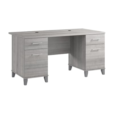 Bush Home Somerset 60W Office Computer Desk with Drawers, Platinum Gray (WC81228K)