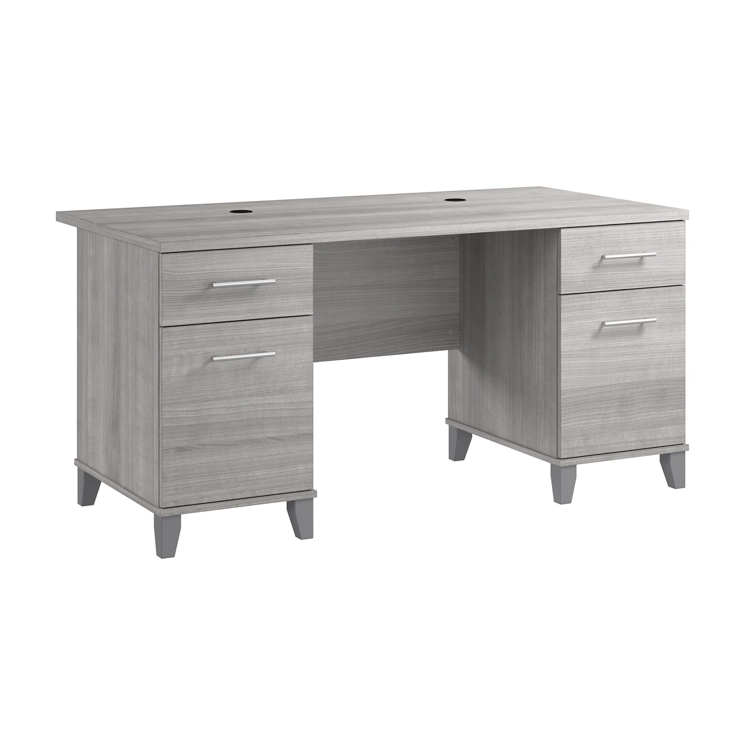Bush Home Somerset 60W Office Computer Desk with Drawers, Platinum Gray (WC81228K)