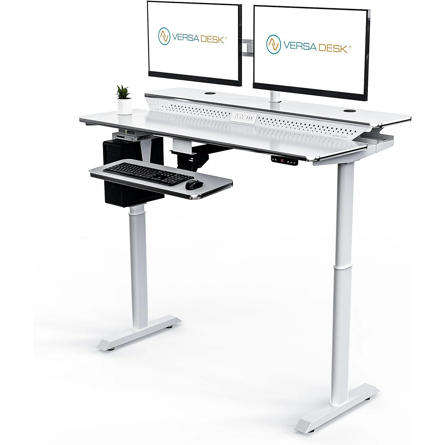 VersaDesk PowerLift Split-Level 48W Electric Rectangular Adjustable Standing Desk, White (PL2SD4830-WW)