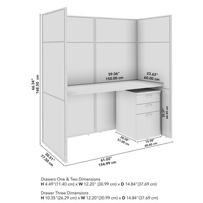 Bush Business Furniture Easy Office 66"H x 61"W Cubicle Panel Workstation, Natural Elm (EODH26SNE-03K)