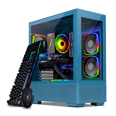 Skyetch Azure 3 Gaming Desktop Computer, Intel Arc A750, Intel Core i5-13400F, 16GB RAM, 1TB SSD, Windows 11, Blue