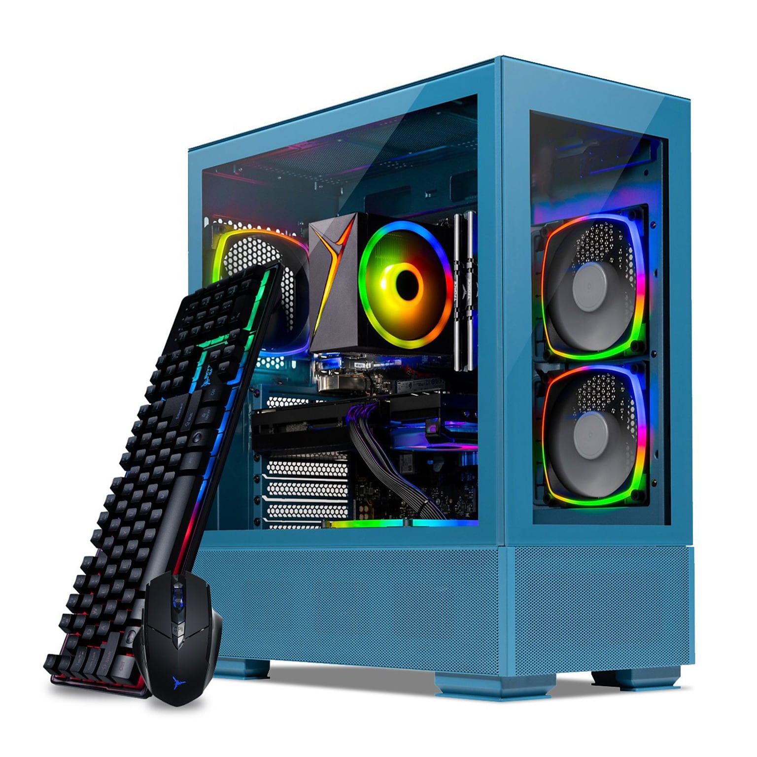 Skyetch Azure 3 Gaming Desktop Computer, Intel Arc A750, Intel Core i5-13400F, 16GB RAM, 1TB SSD, Windows 11, Blue