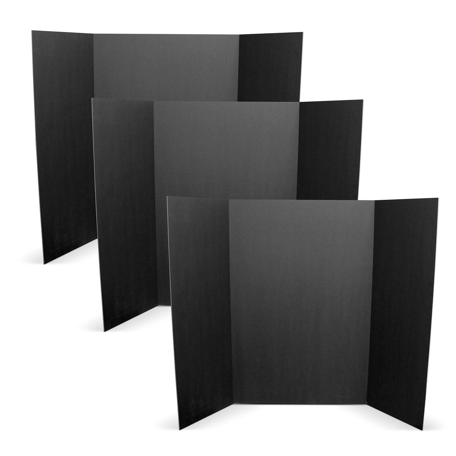 Flipside Tri-Fold Presentation Board, 48 x 36, Corrugated, Black, 3/Pack (30508-3)