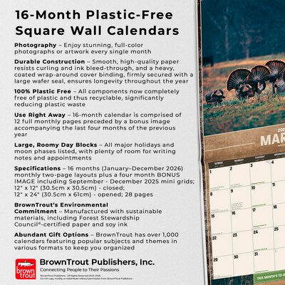 2026 BrownTrout Mossy Oak Gamekeeper 12" x 12" Monthly Wall Calendar (9798330707744)
