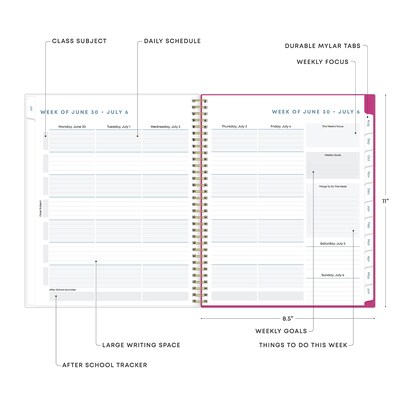 2025-2026 Blue Sky Star Confetti 8.5" x 11" Academic Year Weekly & Monthly Planner, Plastic Cover, Multicolored (136609-A26)