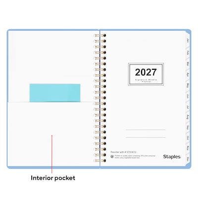 2027 Staples 5" x 8" Weekly & Monthly Planner, Eternal Blue (ST63612-27)