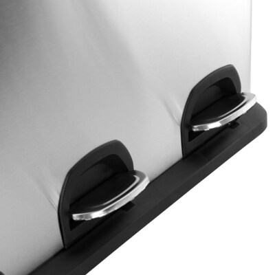 Elama Stainless Steel Indoor 3 Section Trash Can with Slow Close Lid, 12 Gallon, Silver (938120089M)
