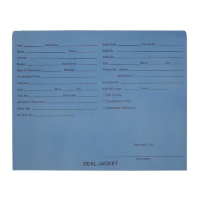 BSP Automotive Dealer Printed Jacket, Letter Size, Blue, 100/Box (S-09432-BLU)