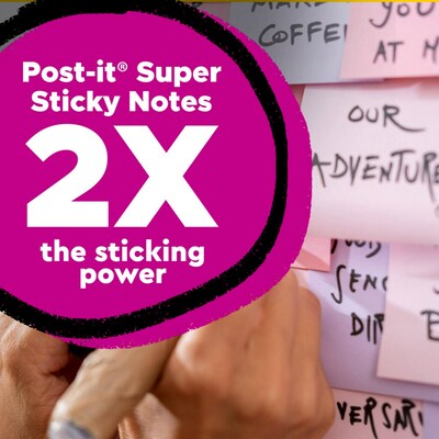 Post-it Recycled Super Sticky Notes, 3" x 3", Wanderlust Pastels Collection, 70 Sheet/Pad, 5 Pads/Pack (654R-5SSNRP)