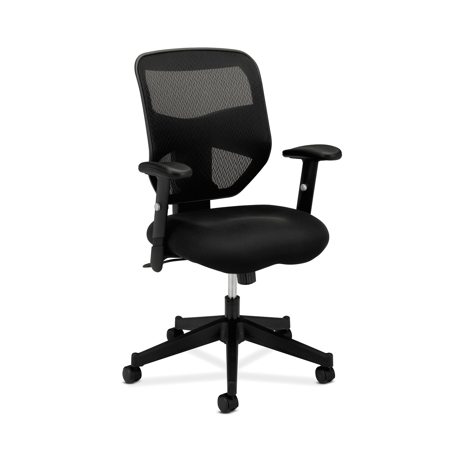 HON Prominent Mesh High-Back Task Chair, Center-Tilt, Adjustable Arms, Black Sandwich (BSXVL531MM10)
