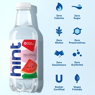 Hint Watermelon Flavored Water, 16 oz., 12/Carton (00035)