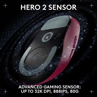Logitech Pro X Superlight 2 Dex Wireless Ergonomic Optical Gaming Mouse, Pink (910-007371)