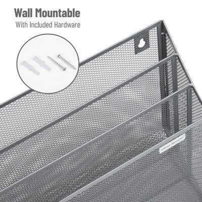 Mind Reader 3-Pocket Metal Mesh Mountable Wall File, Letter Size, Silver (WAFIST3-SIL)