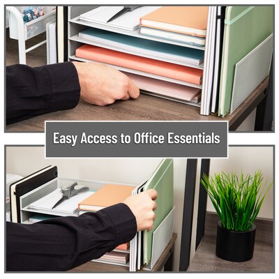 Mind Reader Metal Front Loading Letter Tray, White (4TSIDE2-WHT)