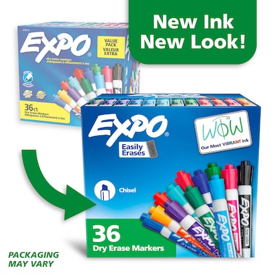 Expo Dry Erase Markers, Chisel Tip, Assorted Colors, 36/Pack (2135174)