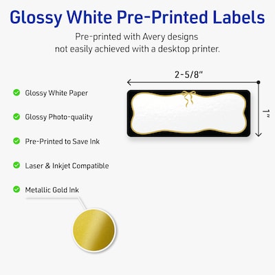 Avery Rectangle Laser/Inkjet Multipurpose Labels, 1 x 2-5/8, White, 160/Pack (19479370855)