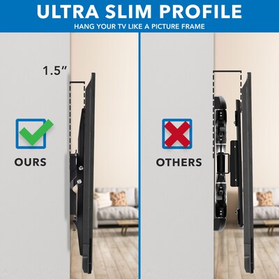 Mount-It! Low-Profile Tilting TV Wall Mount for 37"-80" Flat Screen TVs (MI-318B)
