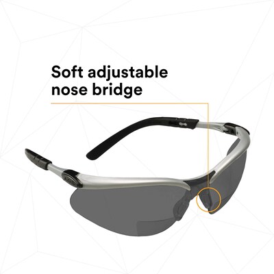 3M BX Anti-Fog +2.00 Safety Glasses, Over the Glasses, Gray Lens, 20/Carton (11378-00000-20)