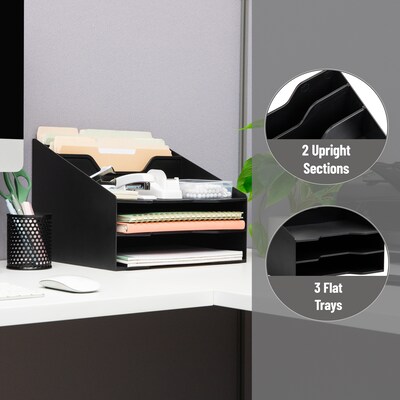 Mind Reader 5-Compartment Plastic Desk Tray, Black (ANCHBOX5-BLK)