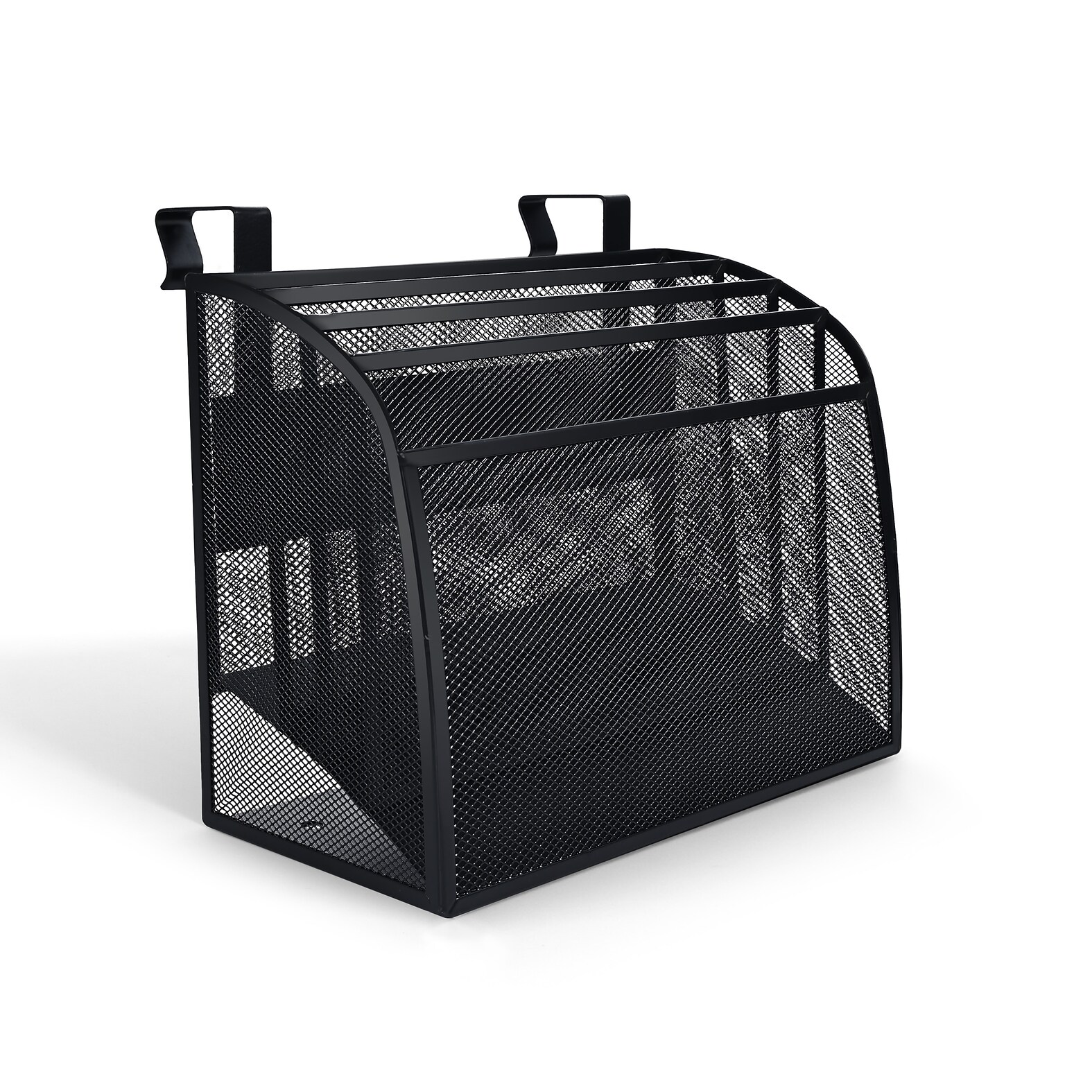 TRU RED Mesh Letter Wall File, 4-Pocket Hanging Organizer, Black – Vertical Wall-Mounted File Sorter for Mail & Documents