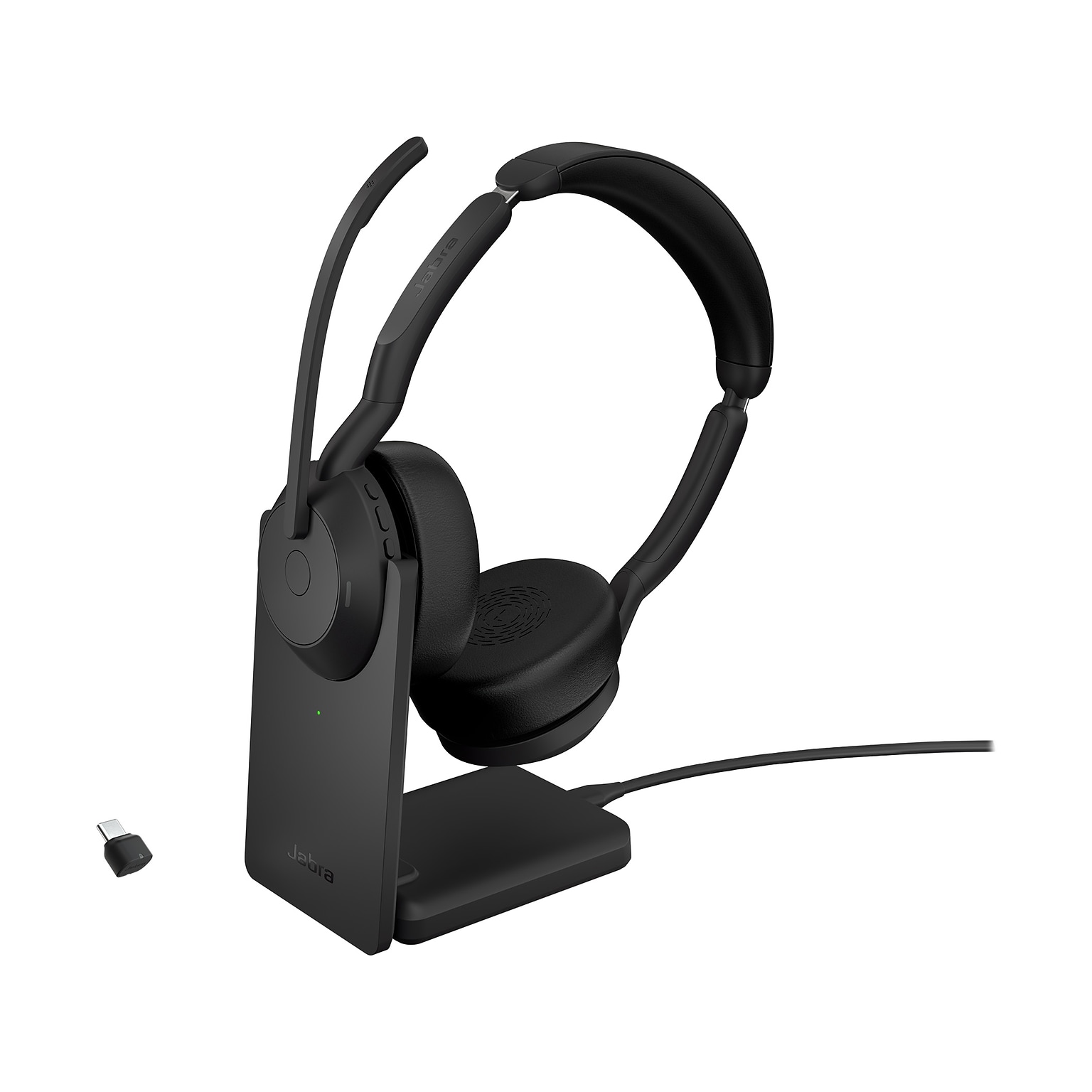 jabra Evolve2 55 Wireless Noise Canceling Bluetooth Stereo Headset, USB-C Adapter, UC-Certified (25599-989-889-01)