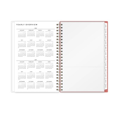 2026 Blue Sky Bespoke Letterpress Pomegranate Blush 5" x 8" Calendar Year Weekly & Monthly Planner, Faux Leather Cover (156222)