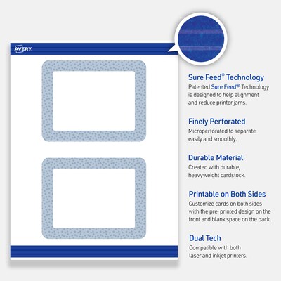 Avery Polka Dots Design Matte Blank Card, White, 20/Pack (S00-F8T)