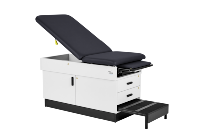 Viva Comfort Slimline Exam Table Base with Leg Rest, Step Stool and Drawers, 420 lbs Capacity, Black (ADI996-FBASE-M2-BLK)