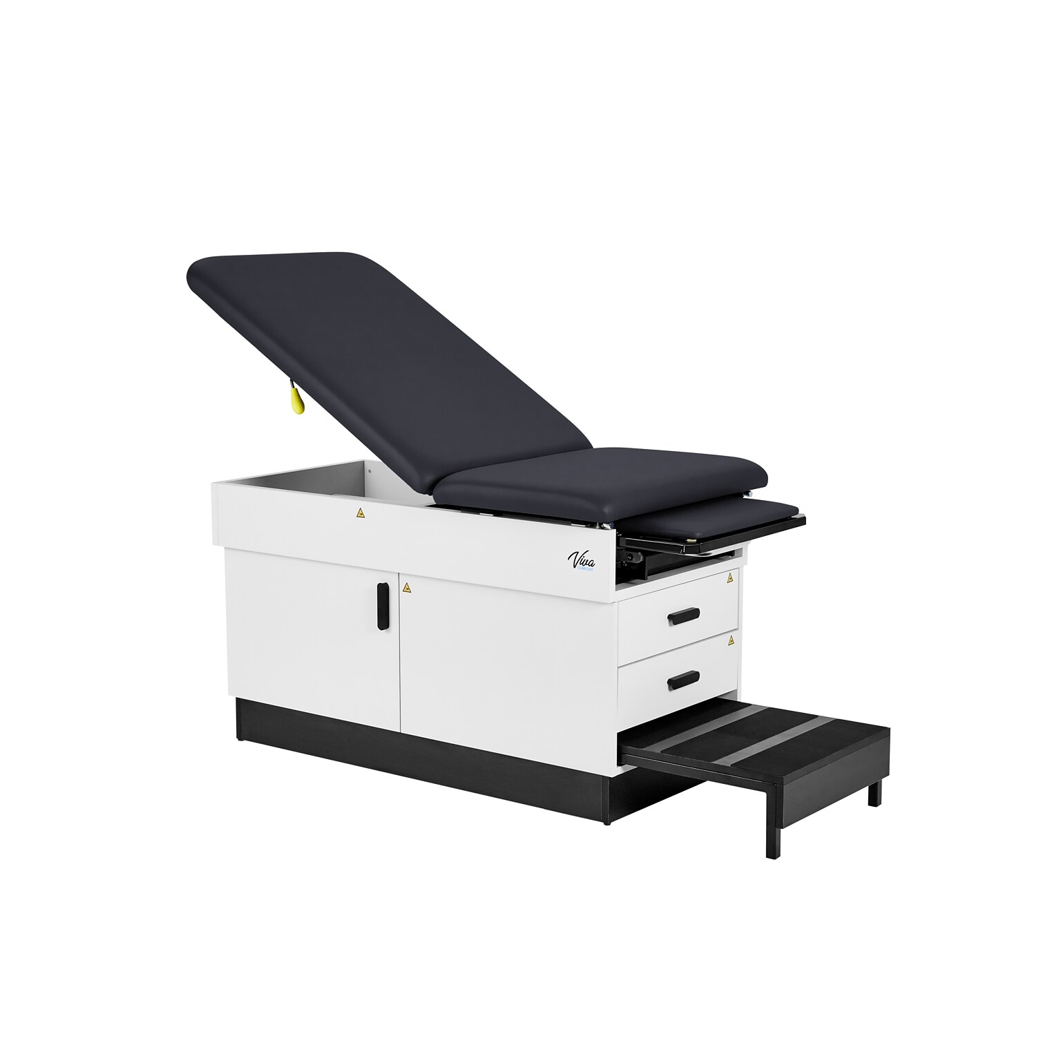 Viva Comfort Slimline Exam Table Base with Leg Rest, Step Stool and Drawers, 420 lbs Capacity, Black (ADI996-FBASE-M2-BLK)