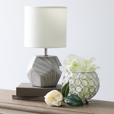 Simple Designs Geometric Prism Mini 10.24" LED Table Lamp, Marbled (LT2065-MBL-LB)