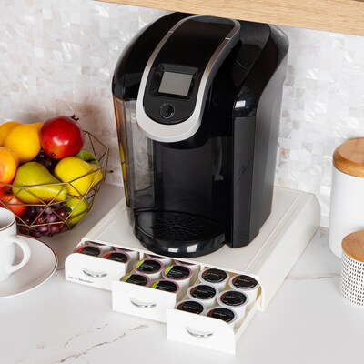 Mind Reader Plastic Single Serve Coffee Pod Storage Drawer, 36 Pod Capacity, White (TRAY6-WHT)