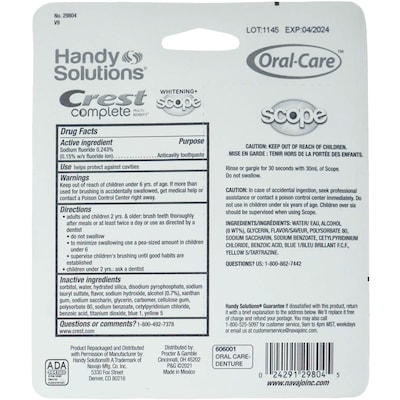 Handy Solutions Oral Care 3 Piece Kit, 6 Kits/Traypack, 8 Traypacks/Carton