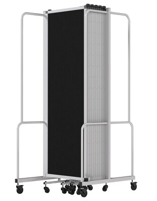 National Public Seating Robo Series 11-Panel Folding Mobile Room Divider, 72"H x 256"W, Black Fabric (RDG6-11PT10)