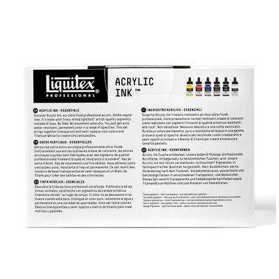 Liquitex Professional Acrylic Ink, Essential Colors, 30 mL Bottles, 6/Pack (LIQ3699314)