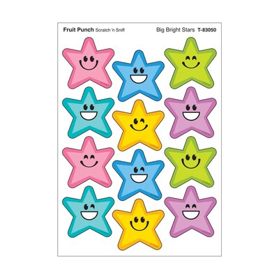 Trend Enterprises Big Bright Stars Fruit Punch Scent Scratch n Sniff Stinky Stickers, Multicolored, 48/Pack, 6/Packs/Bundle