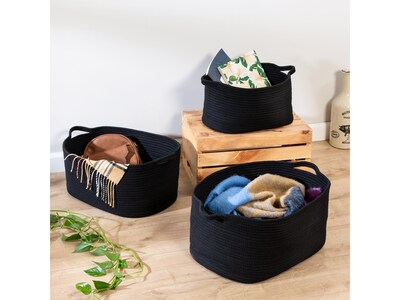 Honey-Can-Do Cotton Nesting Baskets with Handles, Black, 3/Set (STO-08748)