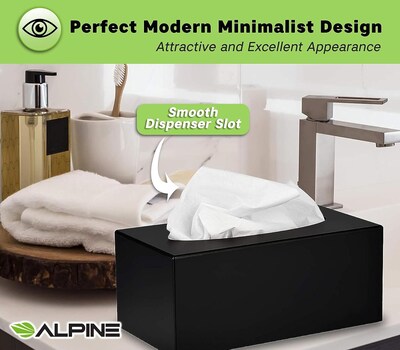 Alpine Industries Black Acrylic Facial Tissue Box Containers, 2/Pack (408-BLK-2PK)
