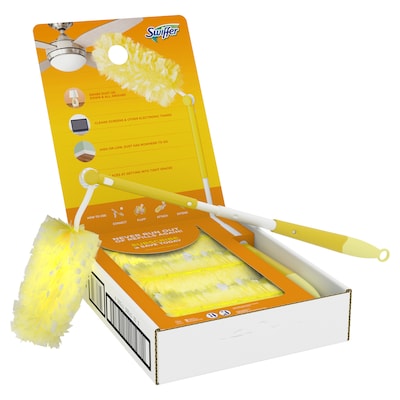 Swiffer 360 Heavy Duty 3 ft. Extender Handle Starter Fiber Dusters Kit, Yellow, 12/Pack (77300)