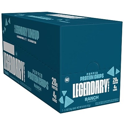 Legendary Foods Gluten Free Ranch Popped Protein Chips, 1.3 oz., 7 Bags/Carton (11194)