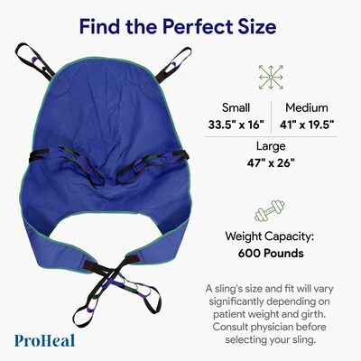 ProHeal Universal Divided Leg Lift U Sling for Patient Lifts, Medium, 59" x 38", Polyester (ProHeal-30100)