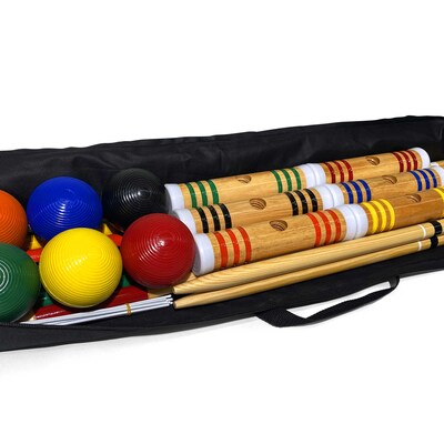 YardGames Wooden Croquet Lawn Game, Assorted Colors (CROQUET-001)